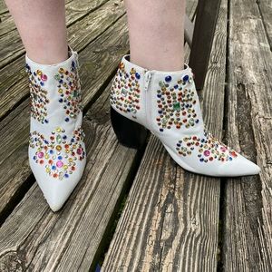 Jeffrey Campbell Arliss Jeweled White Booties